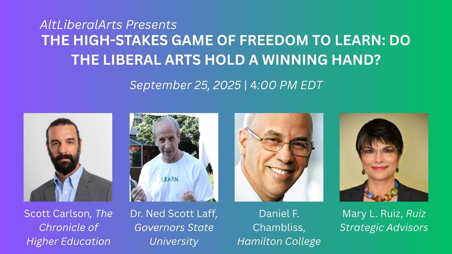 AltLiberalArts presents:&nbsp;The High-Stakes Game of Freedom to Learn: Do the Liberal Arts Hold a Winning Hand?