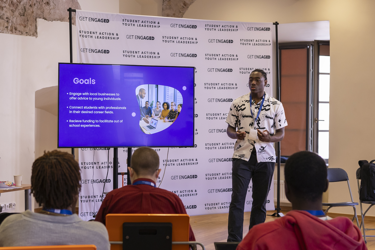 Student presenting at Get Engaged; Civic Engagement Workshop: How to Write a Project Report