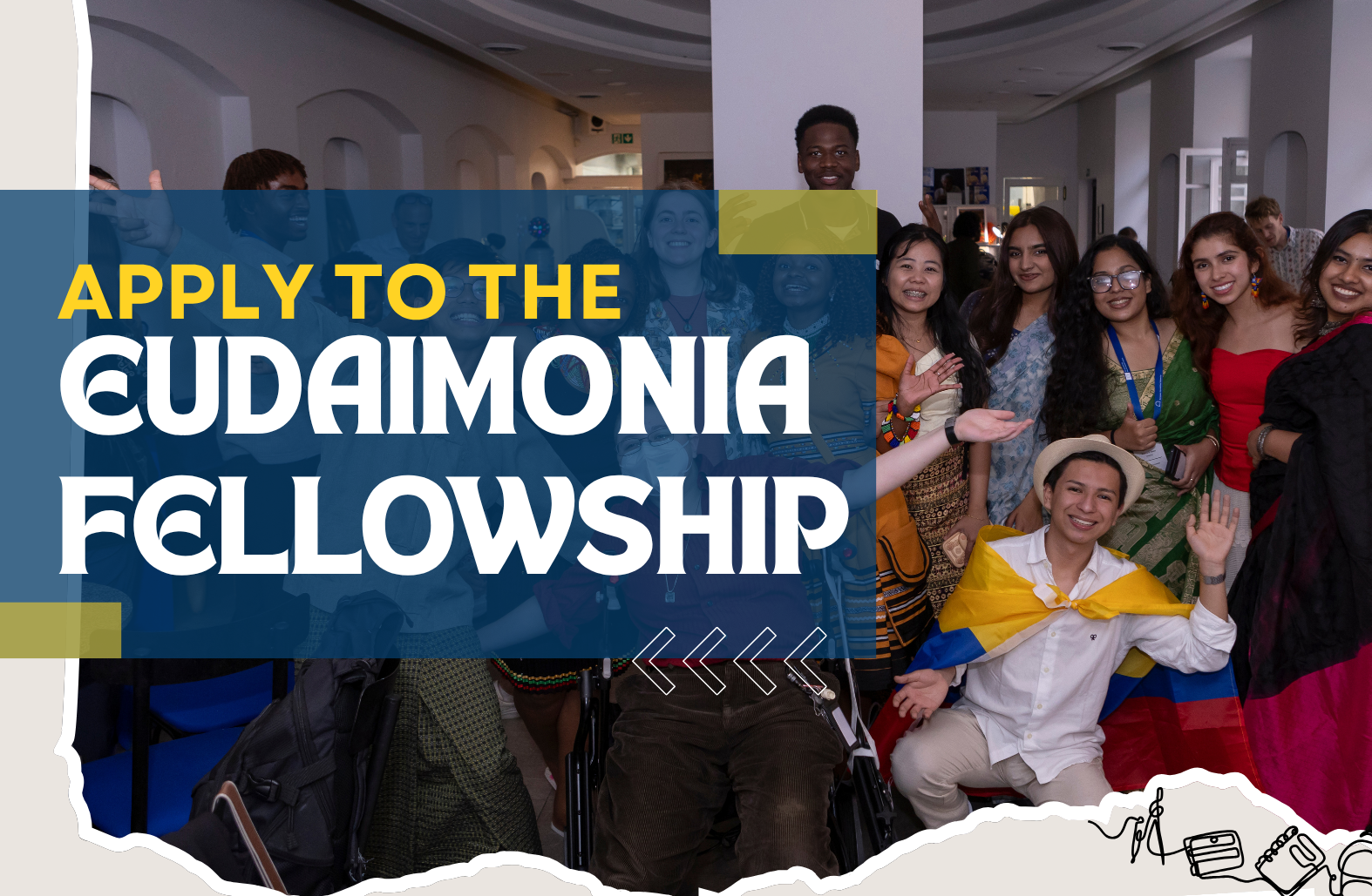 Grou photo from Get Engaged 2026 participants with "Apply to the Eudaimonia Fellowship" over it; Applications are Open for the Eudaimonia Fellowship